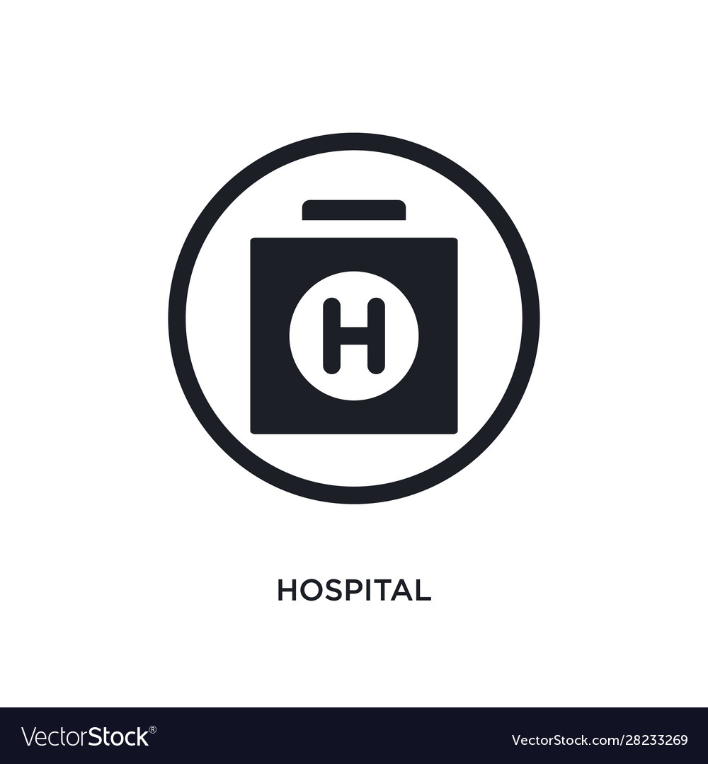 Black hospital isolated icon simple element from