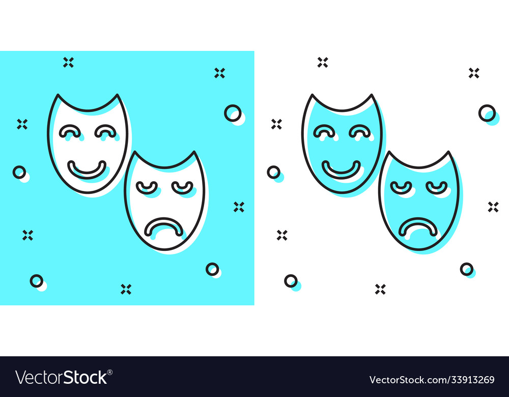 Black line comedy and tragedy theatrical masks Vector Image