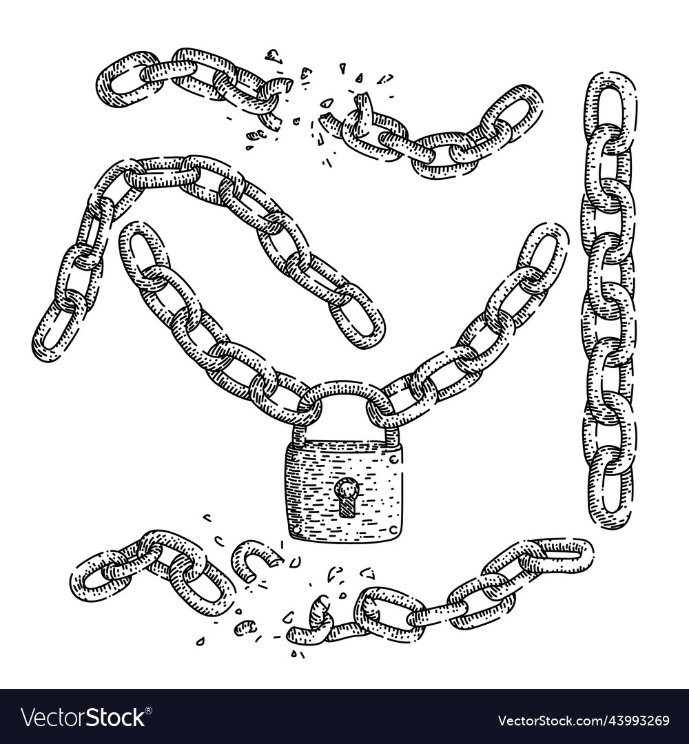 Chain iron set sketch hand drawn