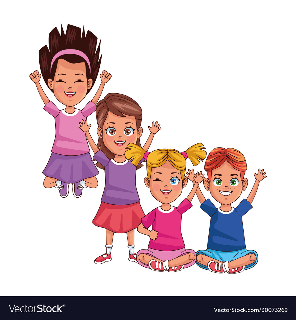 Happy little kids avatars characters Royalty Free Vector