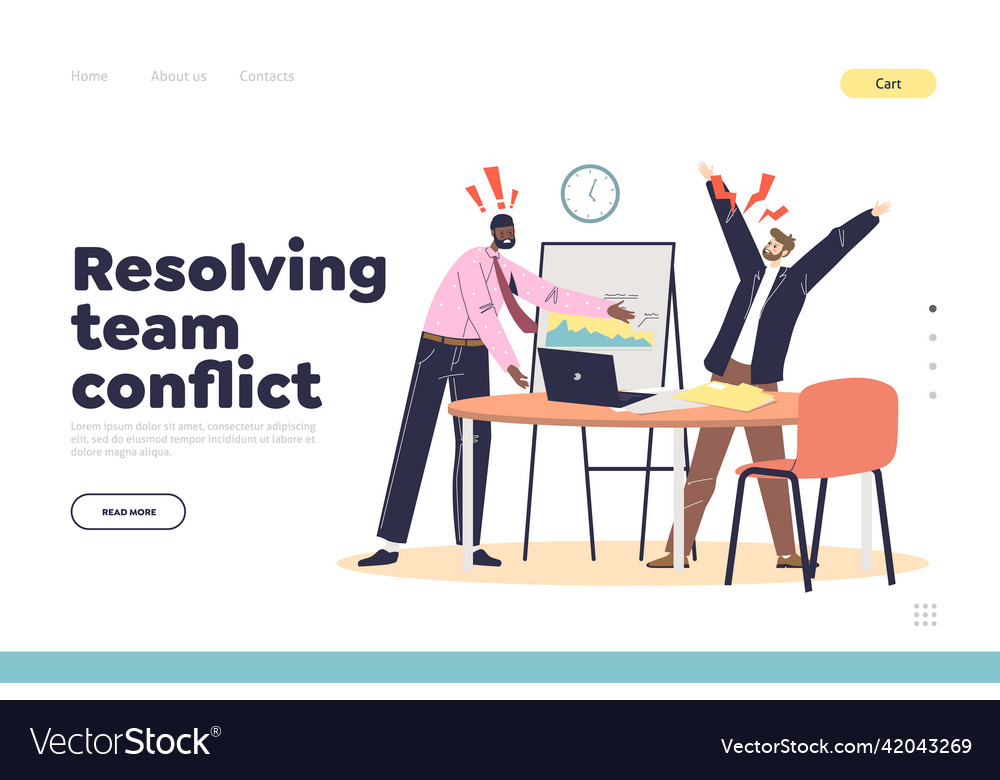 Resolving team conflict concept of landing page Vector Image