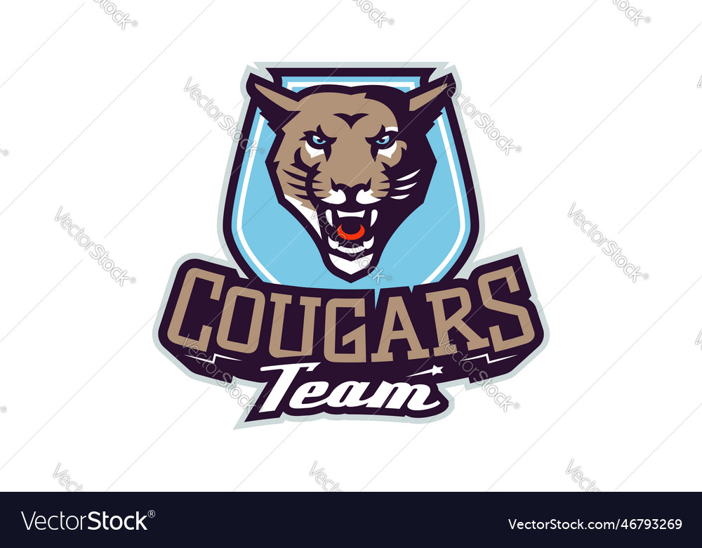 Sports Logo With Cougar Mascot Colorful Sport Vector Image