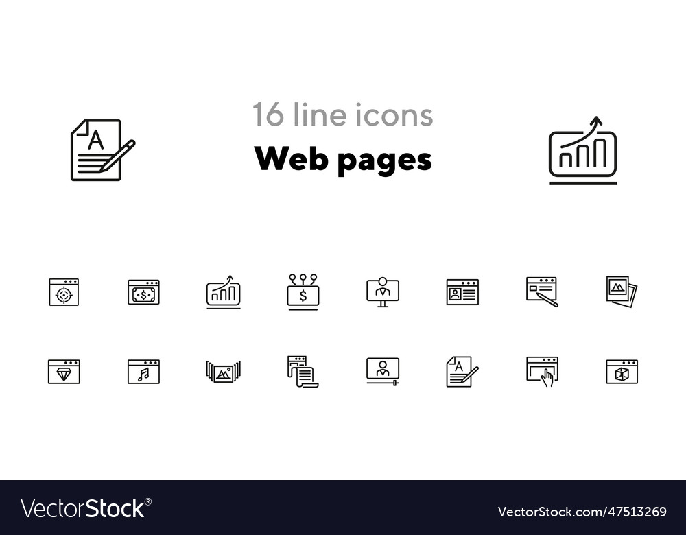 Web pages line icon set