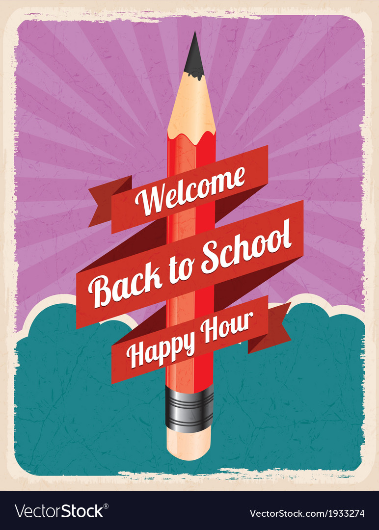 Back to school retro poster Royalty Free Vector Image