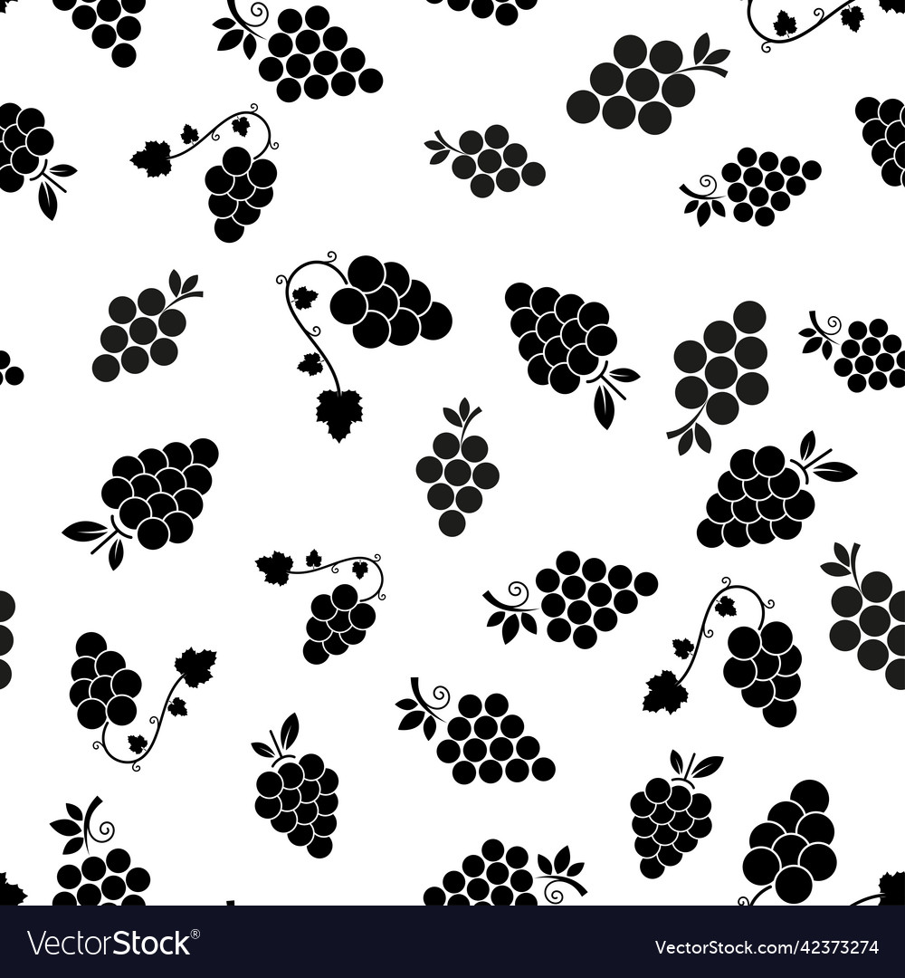 Bunch of grapes seamless pattern black sign wild