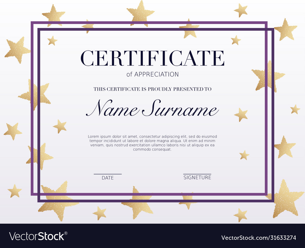 Certificate template with golden decoration Vector Image