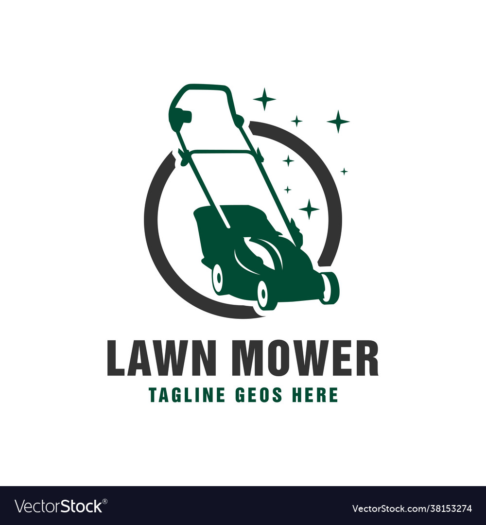 Garden lawn mower logo Royalty Free Vector Image