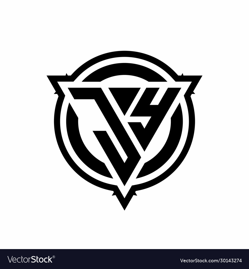 Jy logo with triangle shape and circle Royalty Free Vector