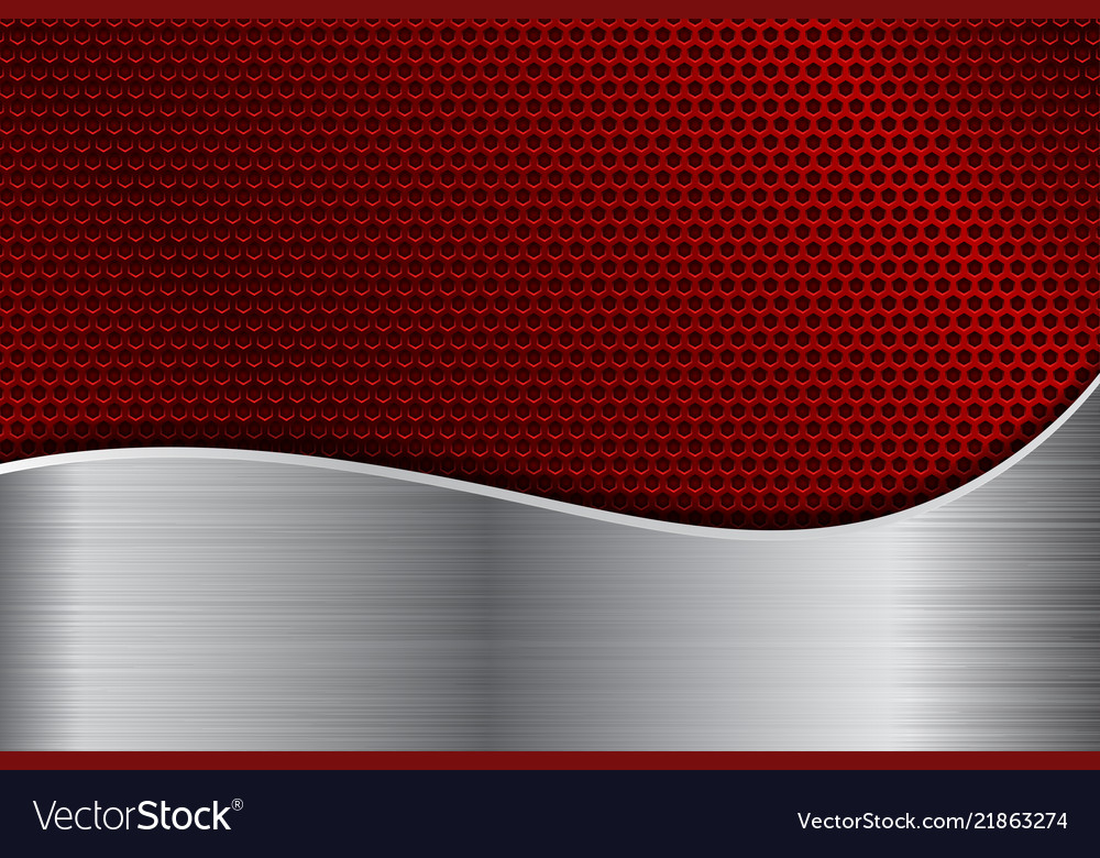 Red metal perforated background with stainless