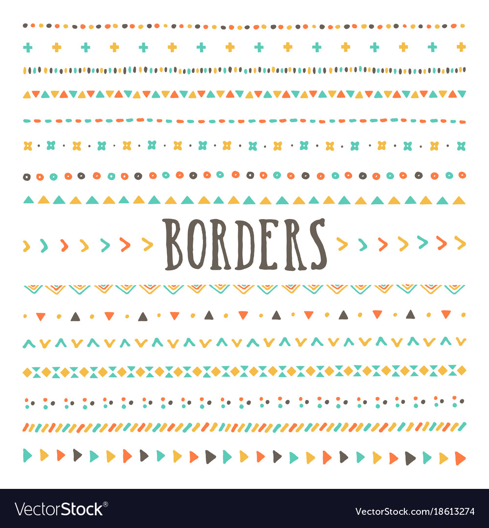 Set hand drawn borders and dividers Royalty Free Vector