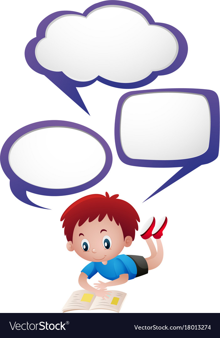 speech bubbles template with litter boy reading vector image