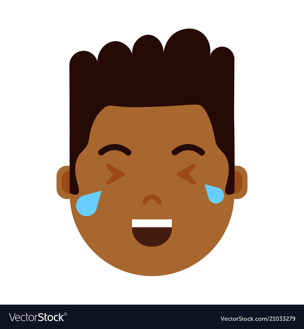 African boy head emoji personage icon with facial