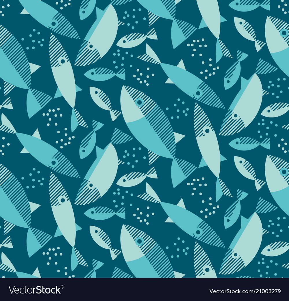 Blue river fish seamless pattern Royalty Free Vector Image