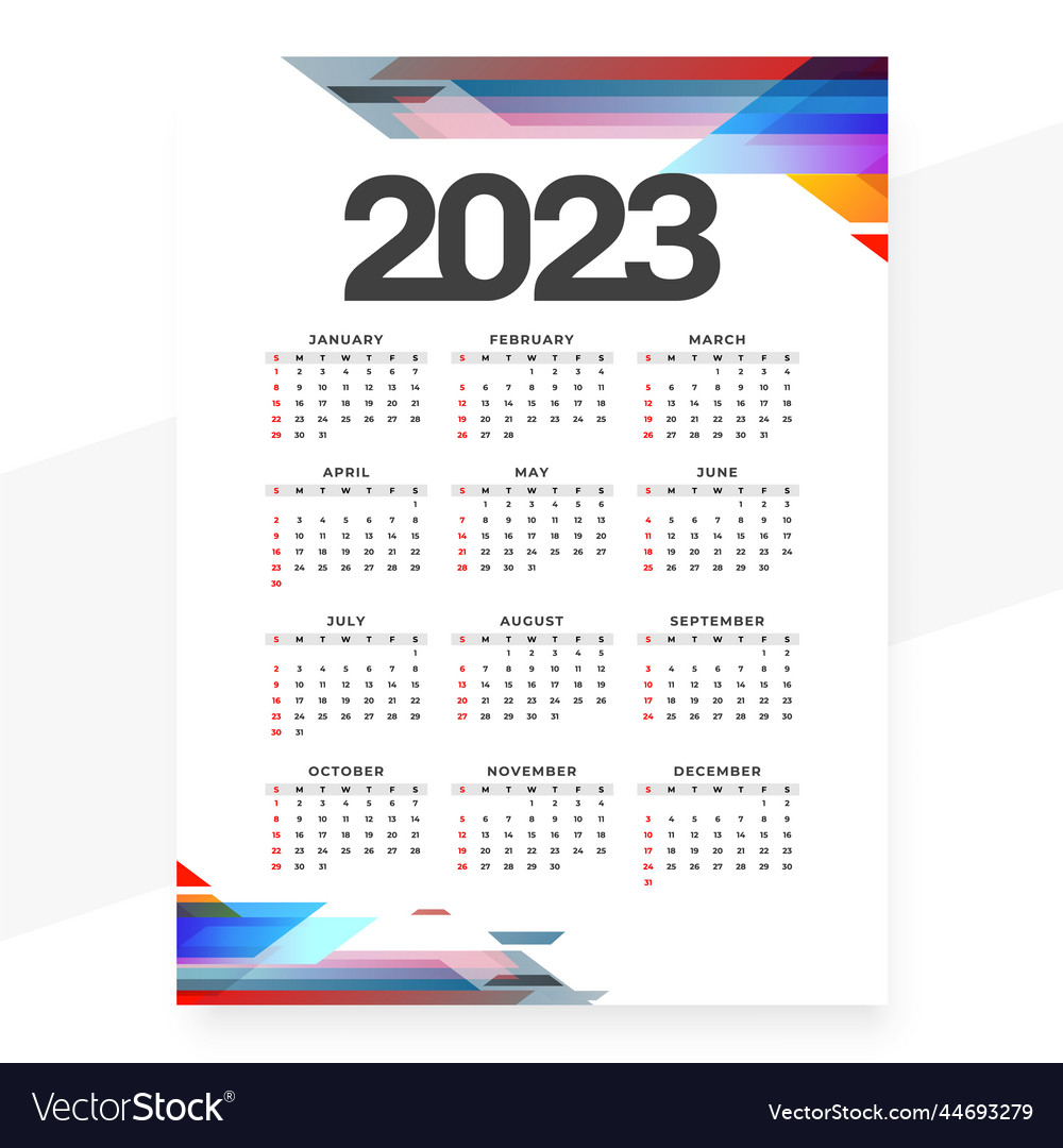 Geometric style 2023 business calendar template Vector Image