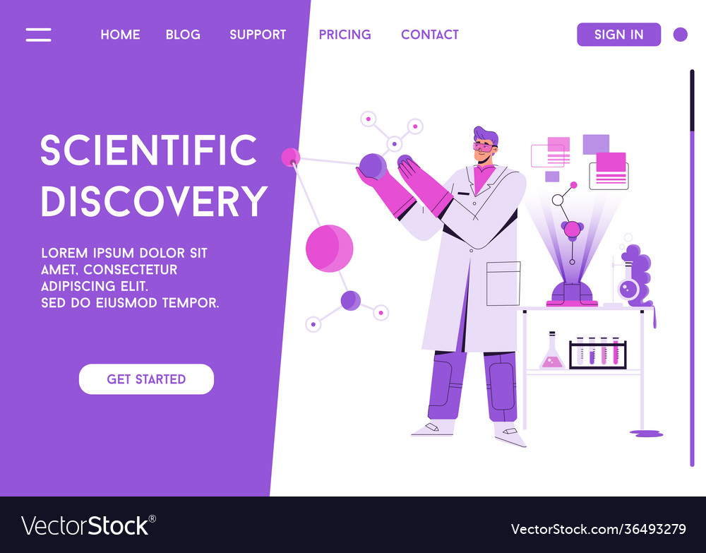 Landing page scientific discovery vector image Landing page scientific discovery