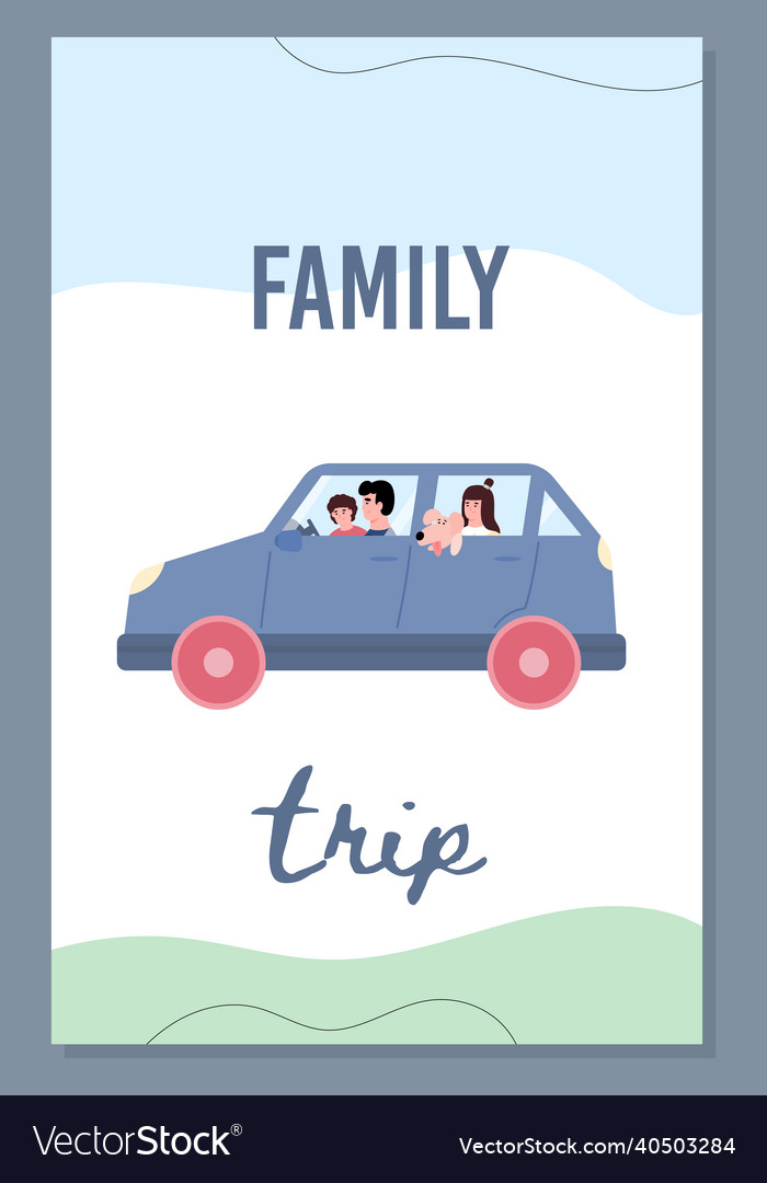 Family car trip and summer journey banner