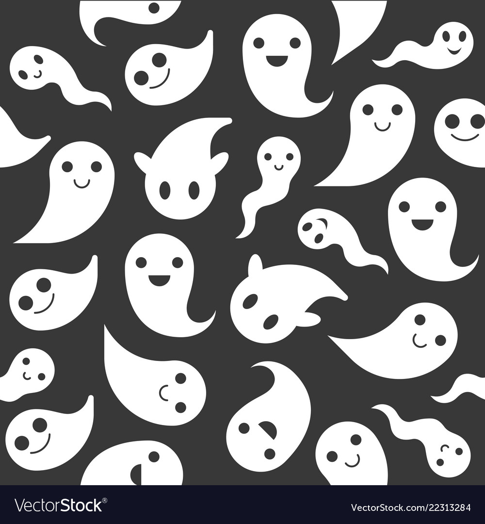 Ghost halloween seamless pattern flat design with Vector Image