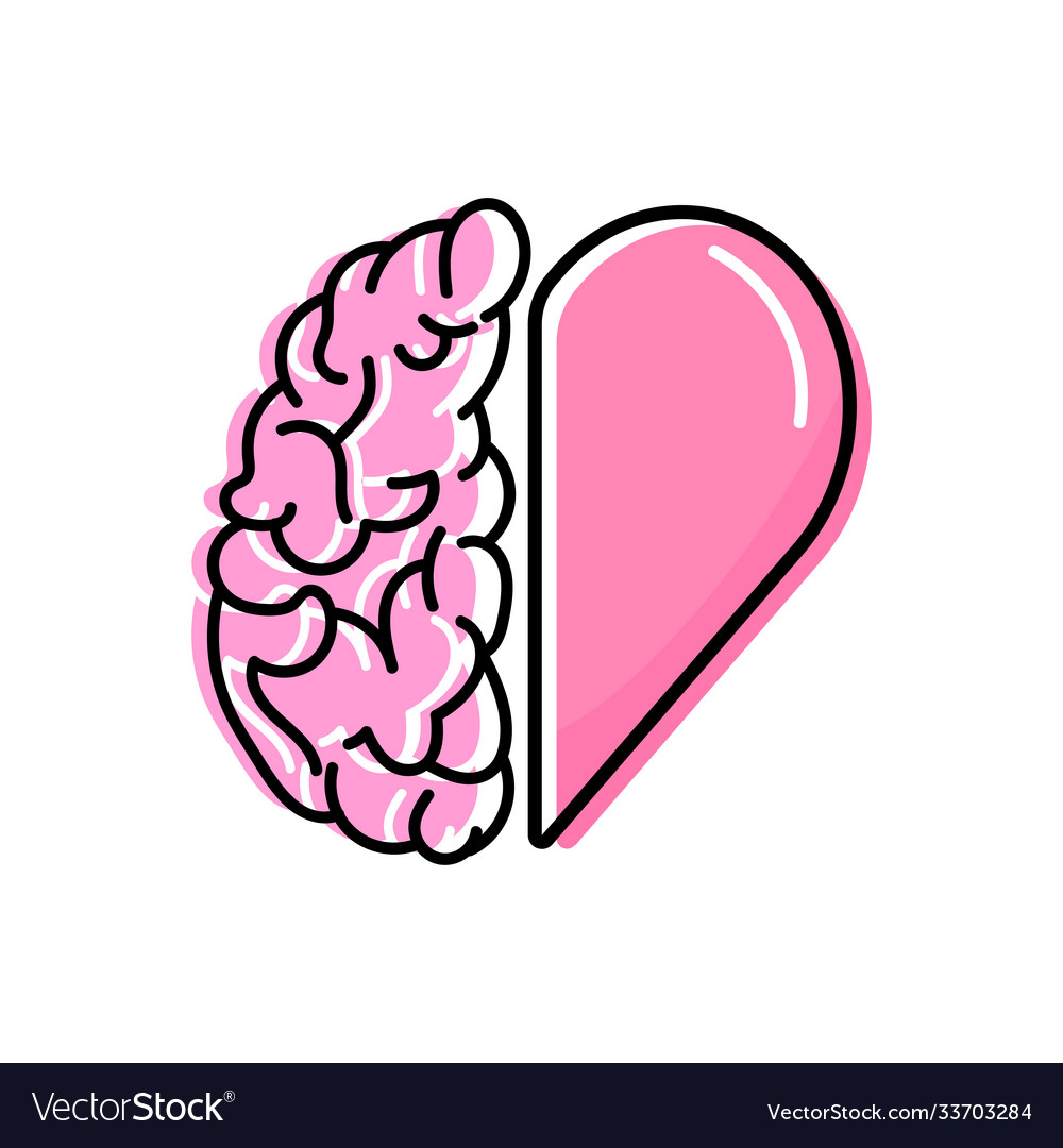 Heart and brain work as team concept design flat Vector Image