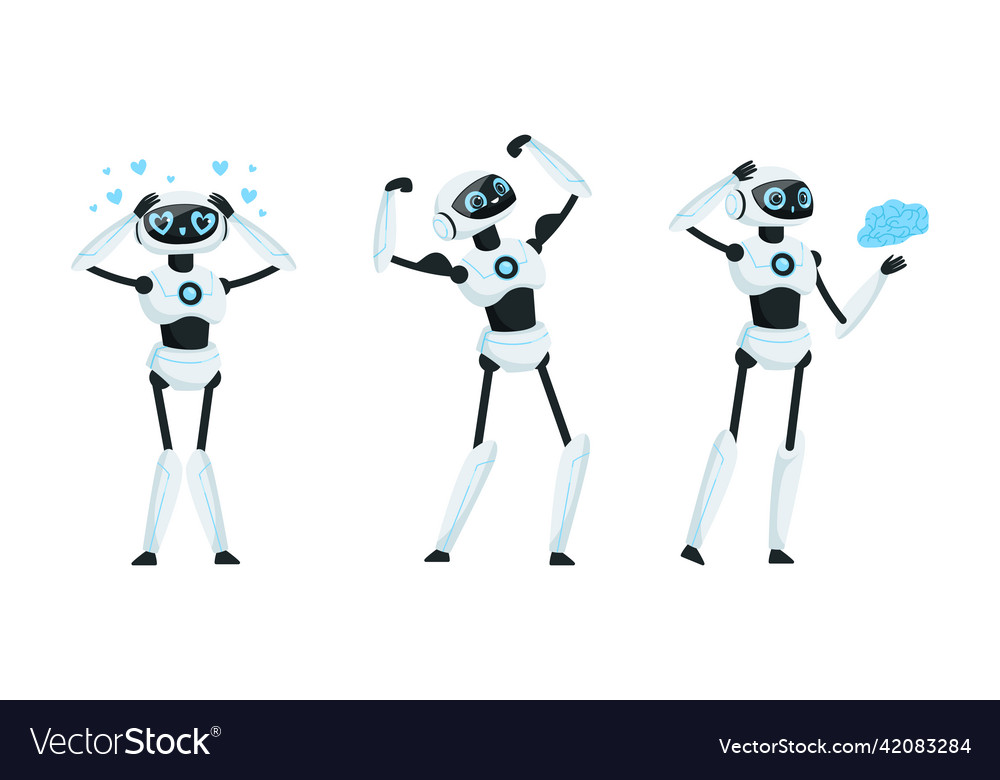 Humanoid robots set cybernetic robotic cyborgs