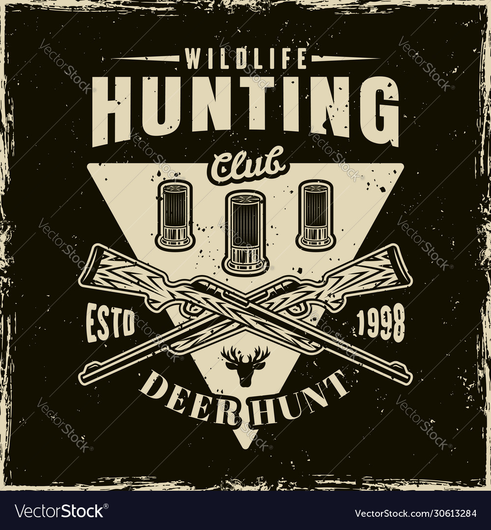 Hunting club light emblem on dark backdrop Vector Image