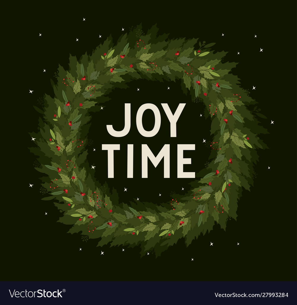 Joy time text with leaves design