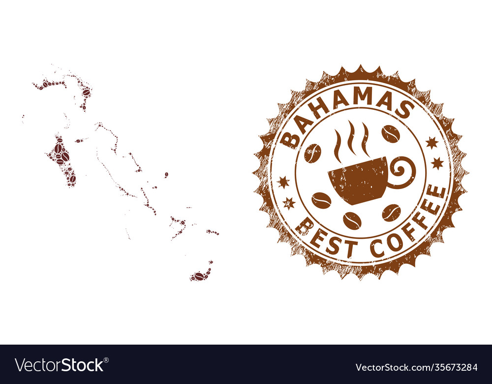 Mosaic Map Bahamas Islands With Coffee Beans Vector Image