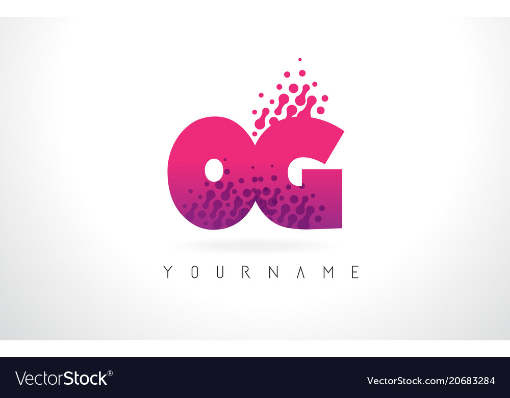 Og o g letter logo with pink purple color