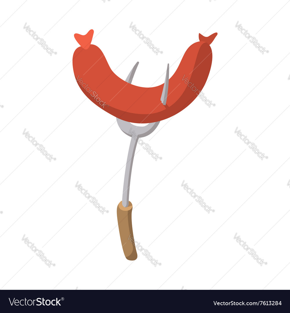 Sausage on a fork cartoon icon Royalty Free Vector Image Sausage on a fork cartoon icon Royalty Free Vector Image