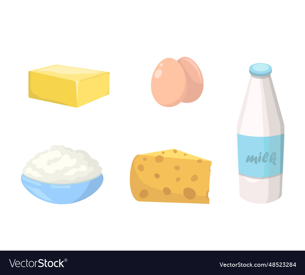 Set of dairy products Royalty Free Vector Image