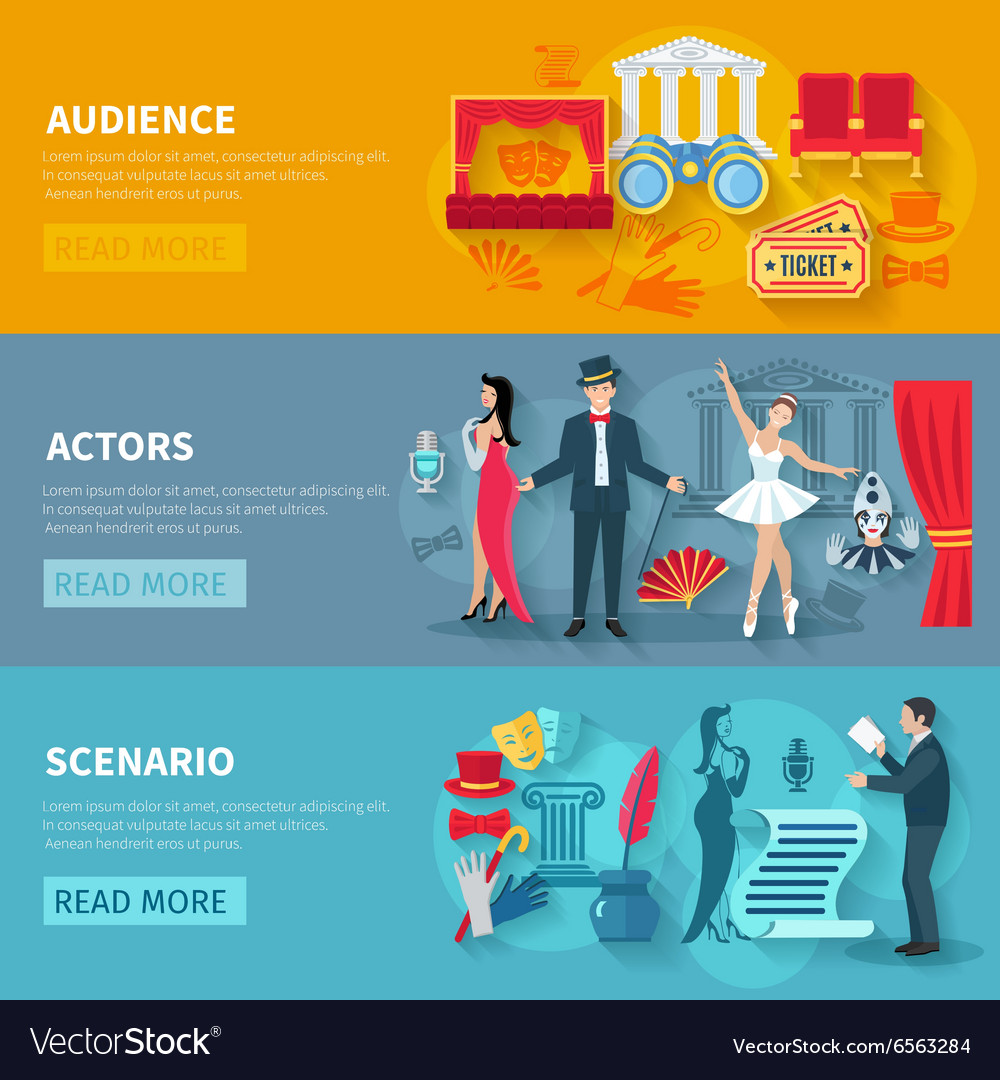 Theater Banner Set Royalty Free Vector Image Vectorstock
