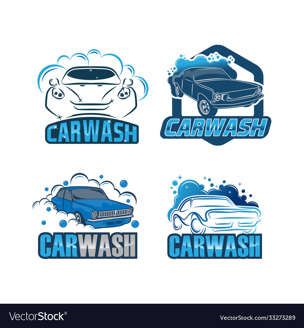 Car wash service logo set design Royalty Free Vector Image