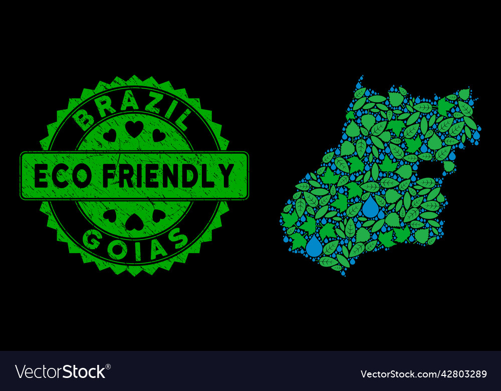 Eco green mosaic goias state map and