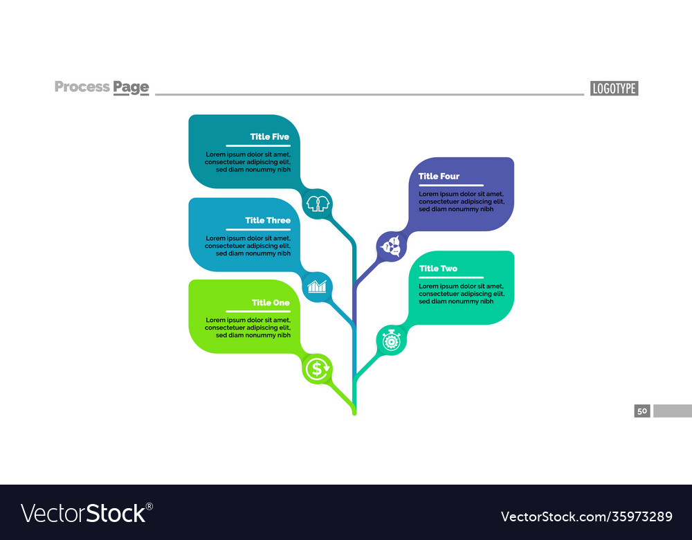 Five leaves tree metaphor process chart template Vector Image