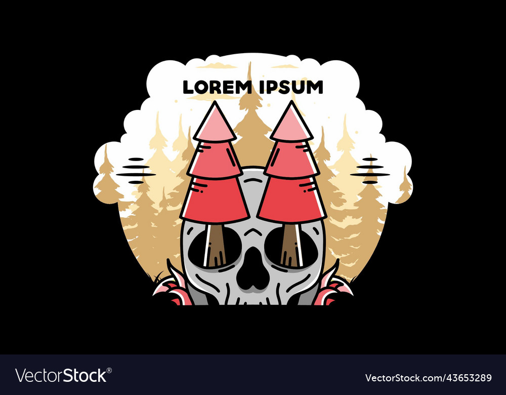 Pine trees stuck in skull design Royalty Free Vector Image