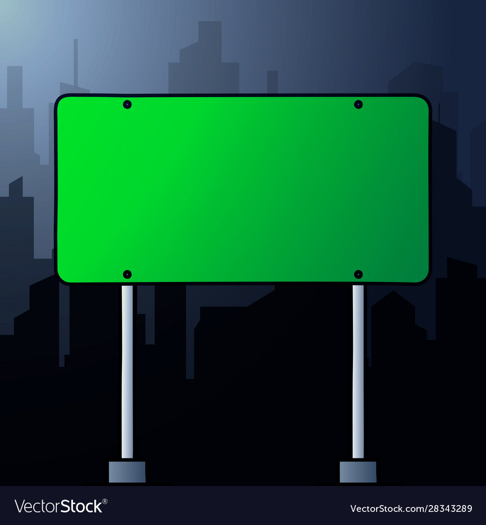 Rectangular green road sign on a background