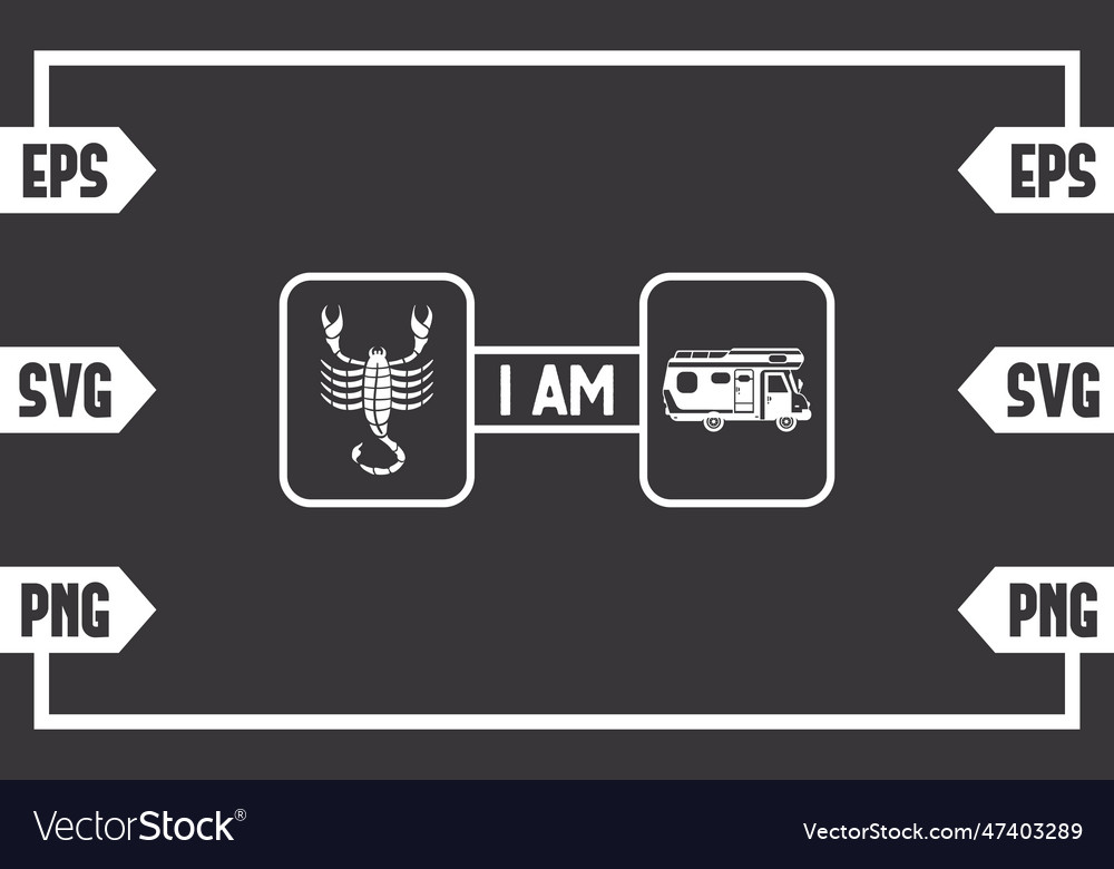 Scorpio symbol and camping van