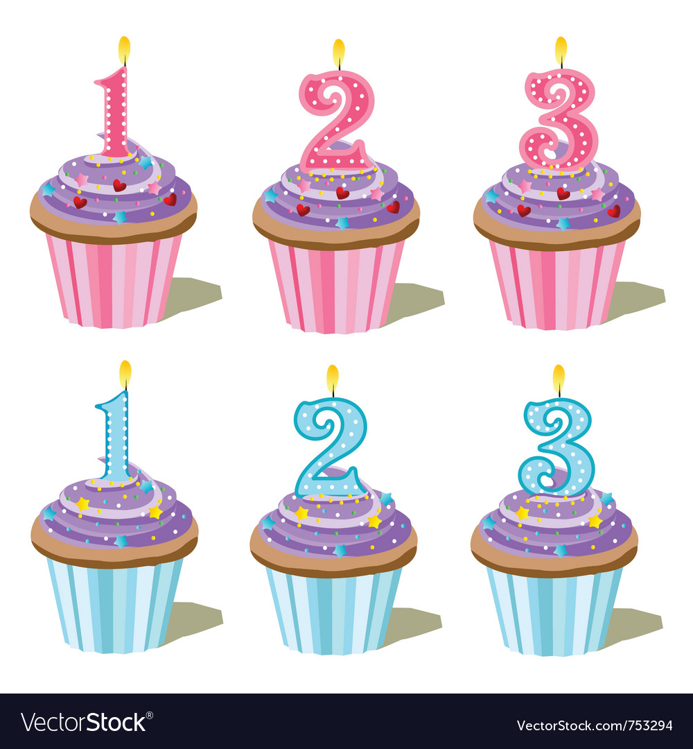 Birthday cakes with candles Royalty Free Vector Image