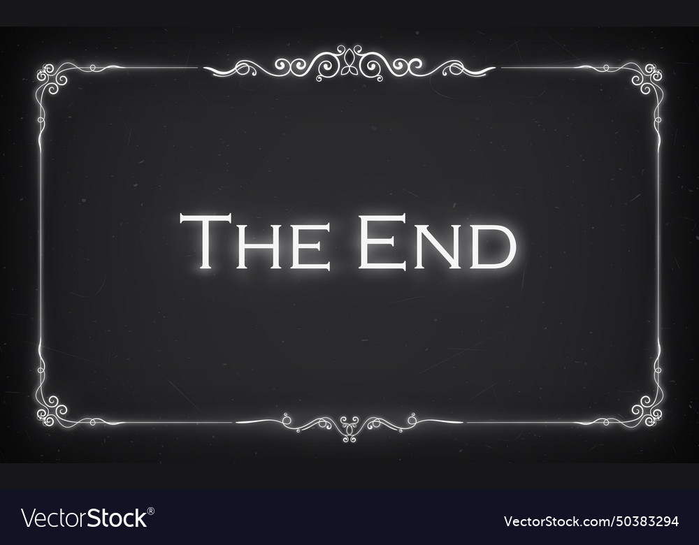 Cinema film end movie screen with retro border Vector Image