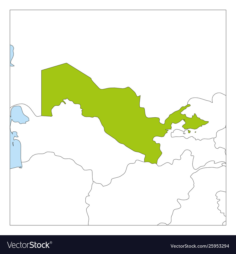 Map uzbekistan green highlighted with neighbor