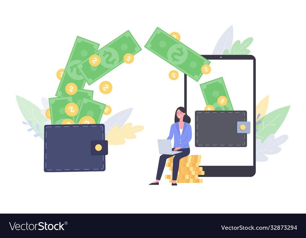 Online banking money transfer or withdrawal Vector Image