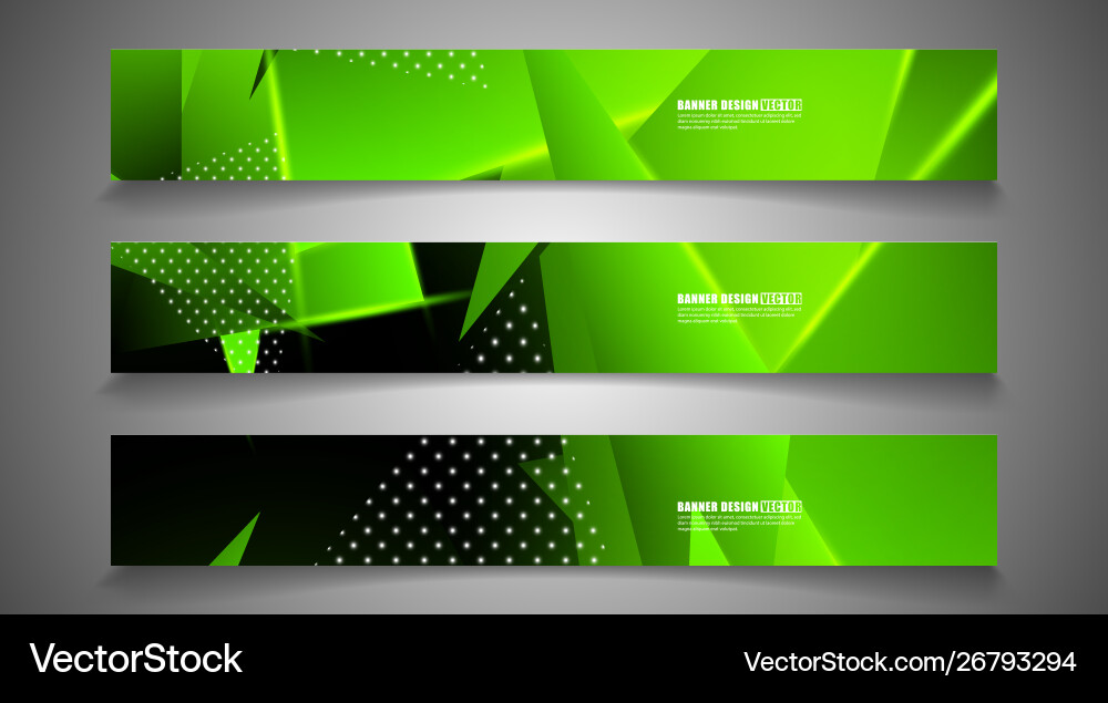 Set Triangle Background Light Header Banner Vector Image