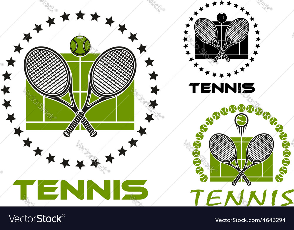 Tennis game sports emblems and icons Royalty Free Vector