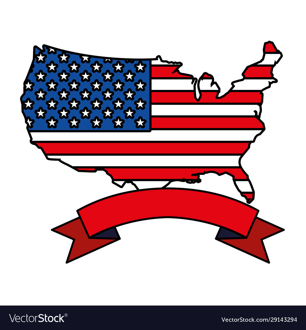 United states map with flag on white background