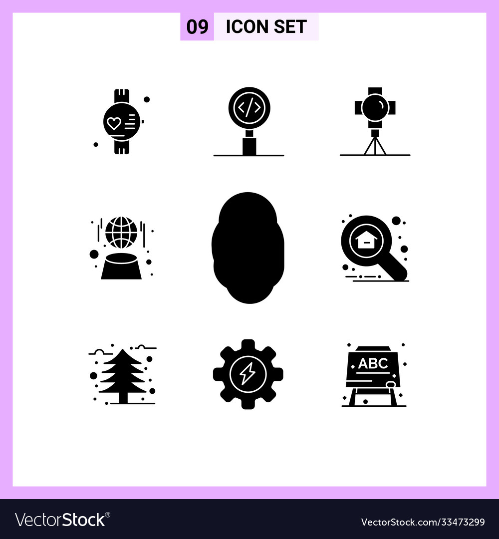 9 thematische solide Glyphen und editierbare Symbole