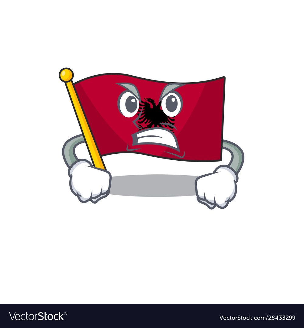 Angry face flag albania scroll cartoon character