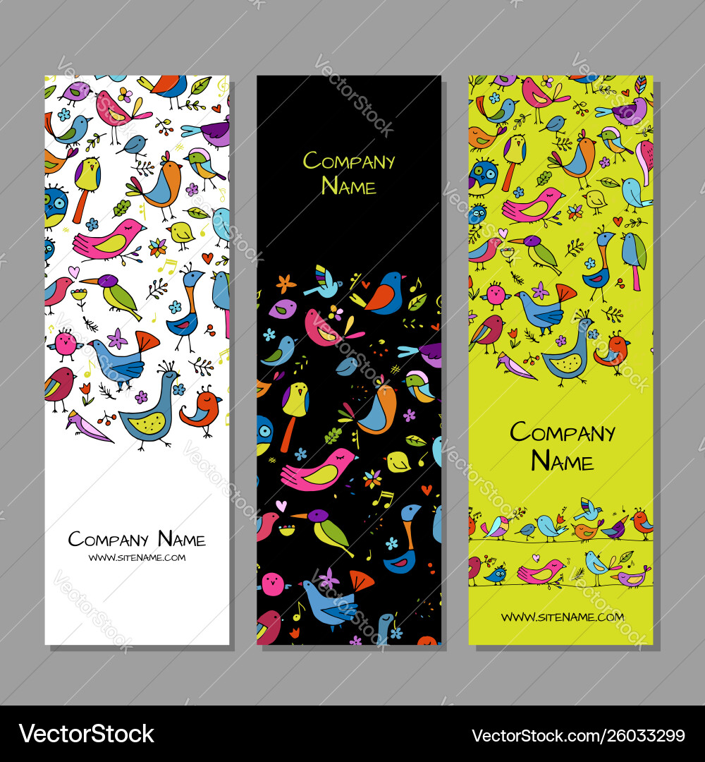 Banners Design Funny Birds Background Royalty Free Vector