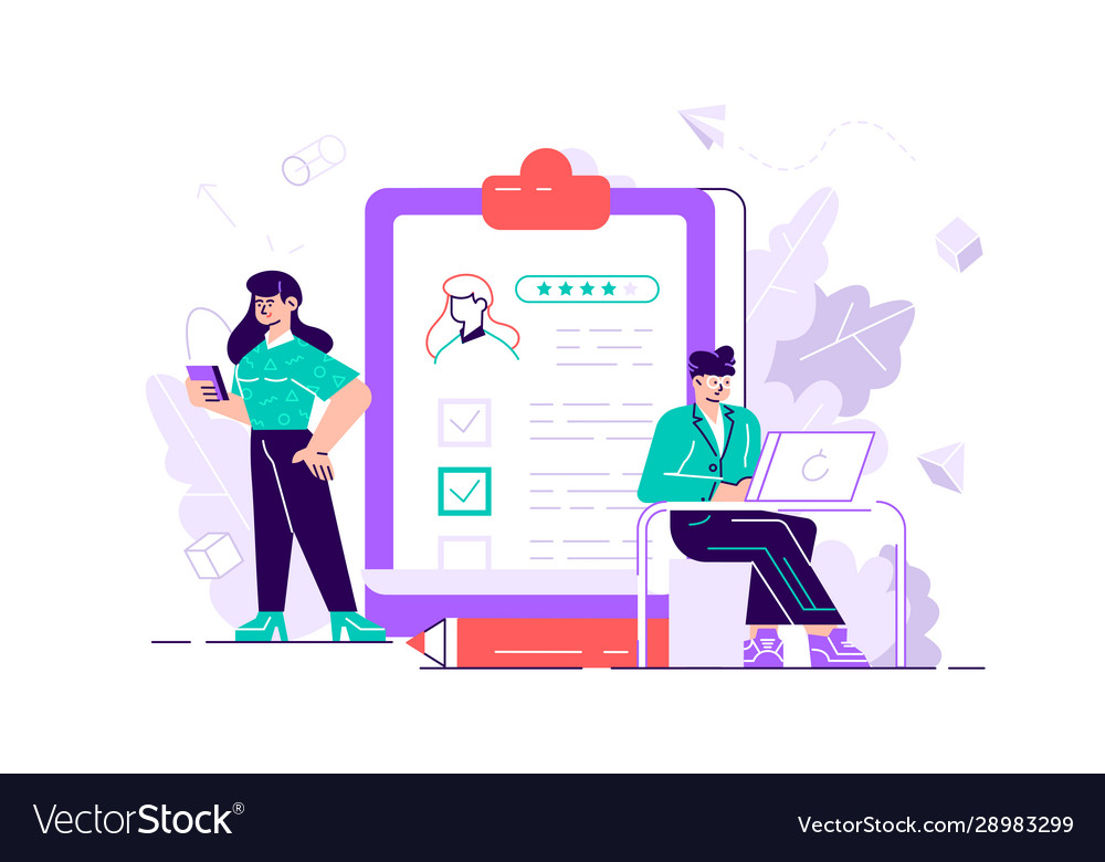 People fill out a form Royalty Free Vector Image