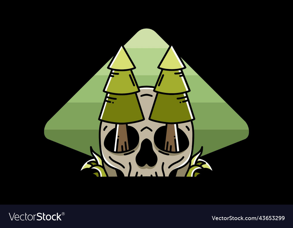 Pine trees stuck in skull design Royalty Free Vector Image