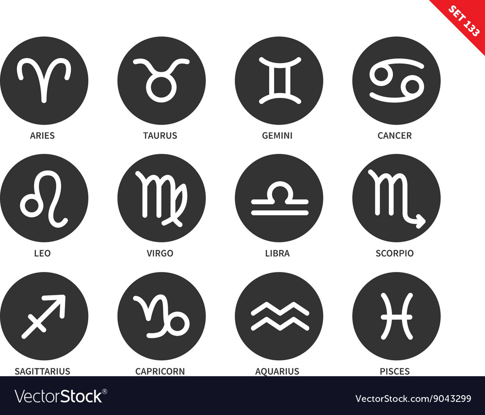 Zodiac icons on white background Royalty Free Vector Image