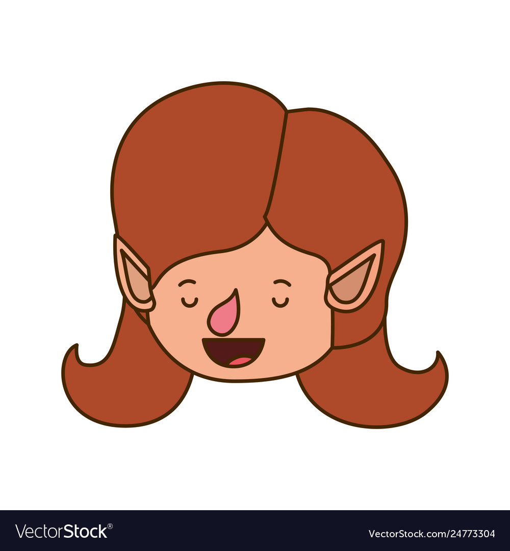 Elf Woman Head Avatar Character Royalty Free Vector Image